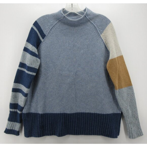 Zaket & Plover Sweater XS Roll Neck Merino Wool Colorblock Striped * - Picture 1 of 11